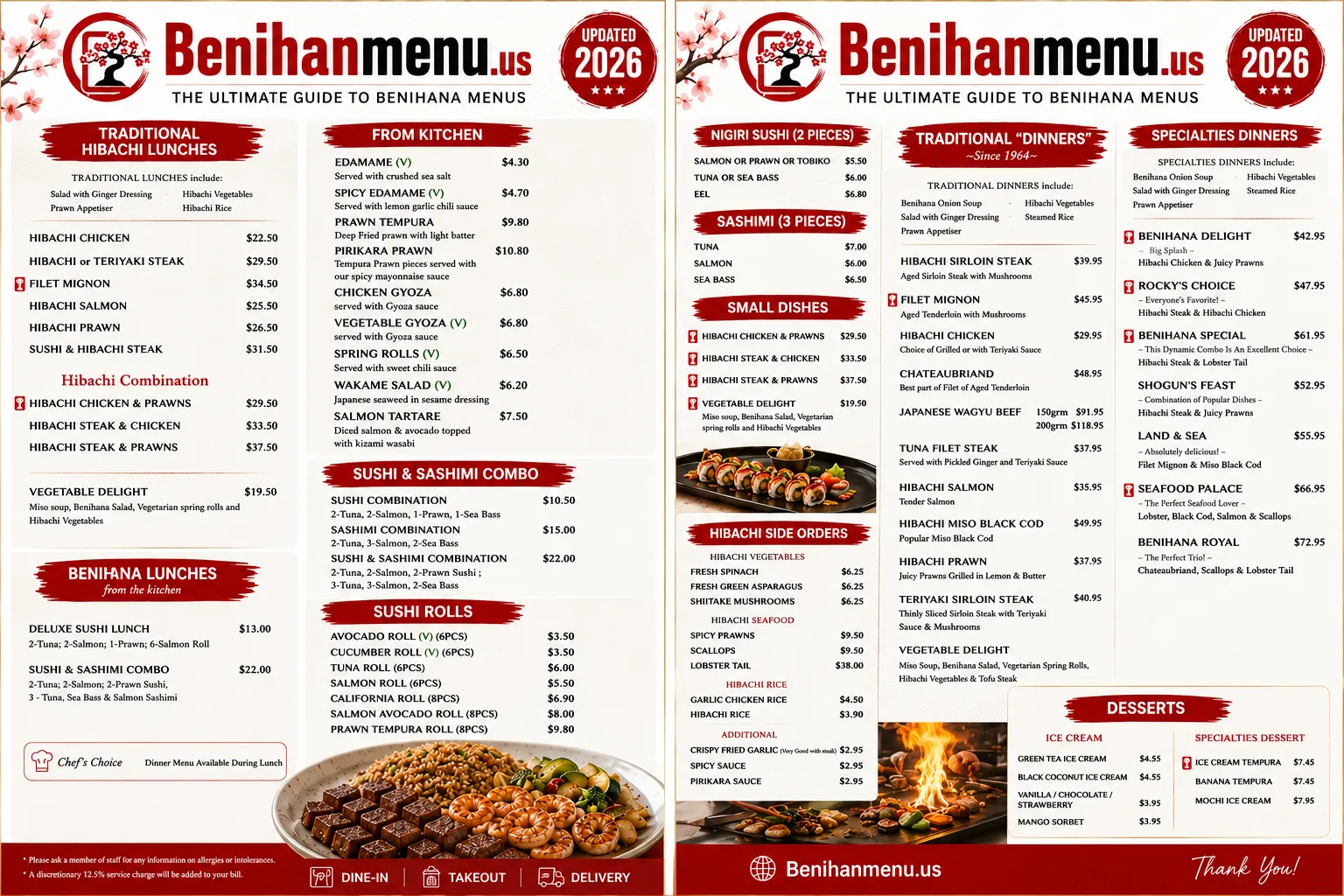 Benihana Menu Card